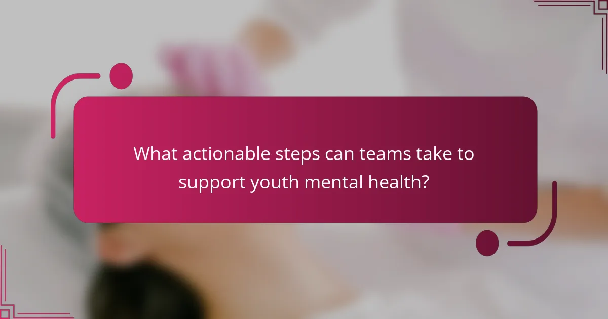What actionable steps can teams take to support youth mental health?