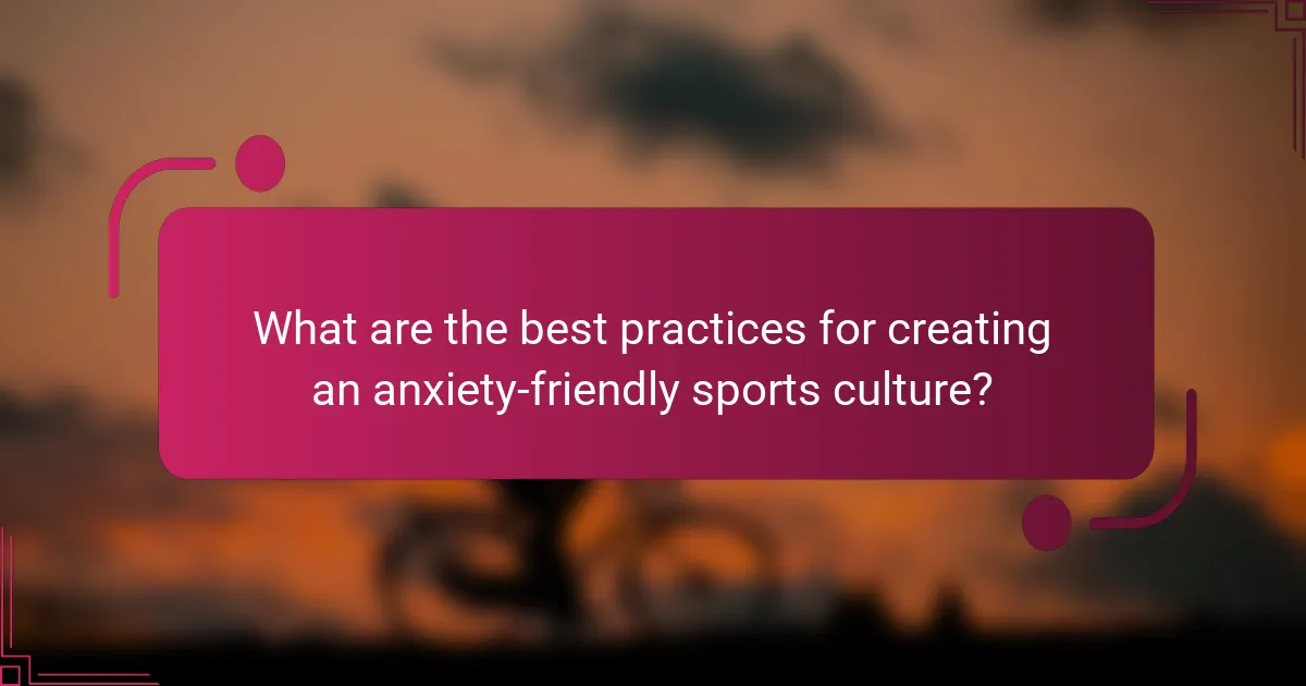 What are the best practices for creating an anxiety-friendly sports culture?