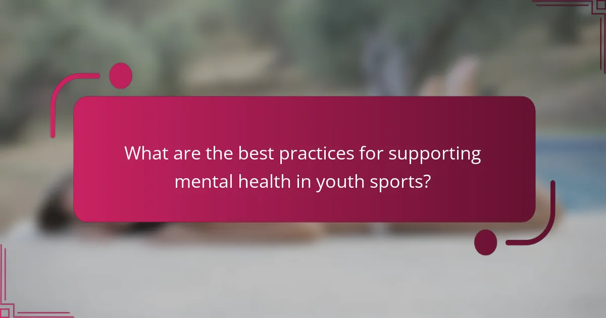 What are the best practices for supporting mental health in youth sports?