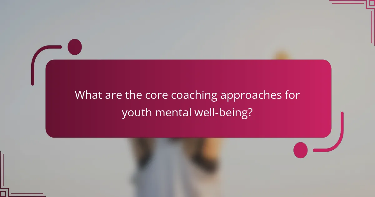 What are the core coaching approaches for youth mental well-being?