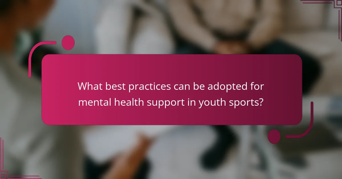 What best practices can be adopted for mental health support in youth sports?