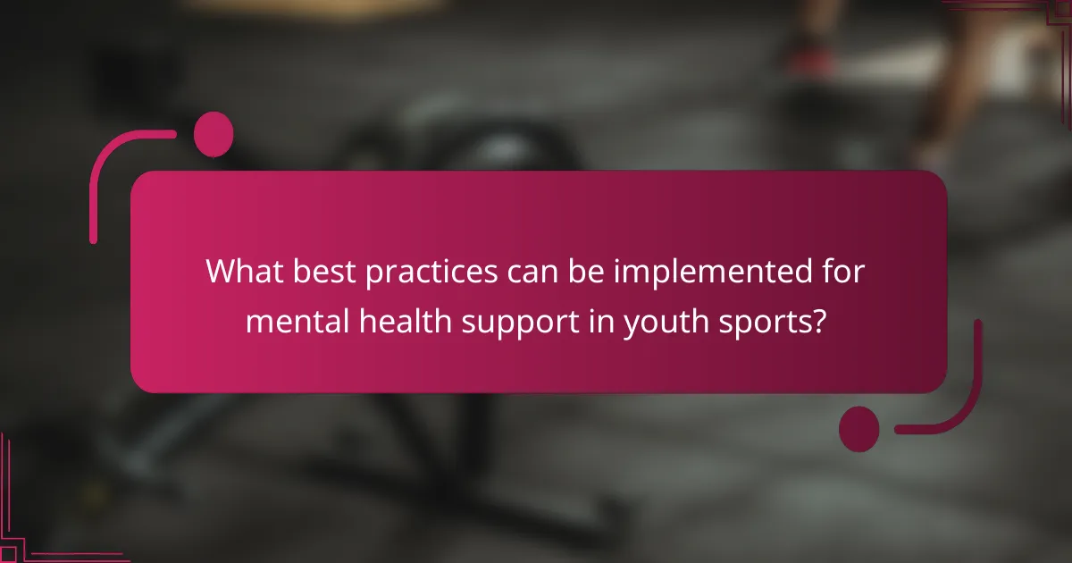 What best practices can be implemented for mental health support in youth sports?