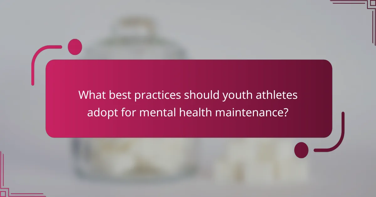 What best practices should youth athletes adopt for mental health maintenance?