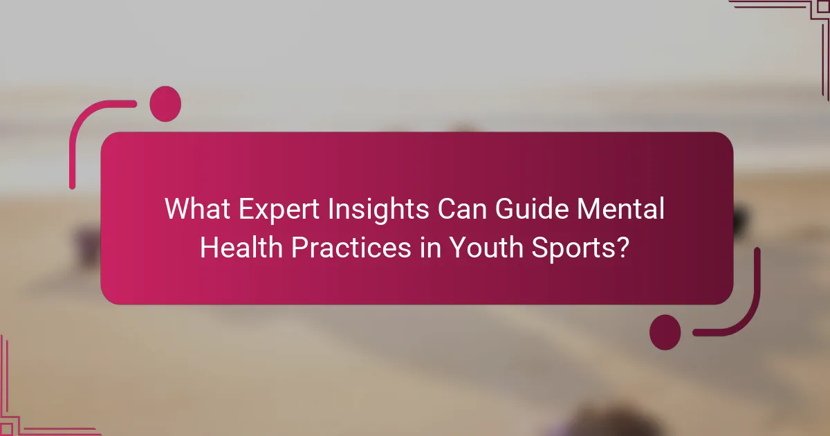 What Expert Insights Can Guide Mental Health Practices in Youth Sports?