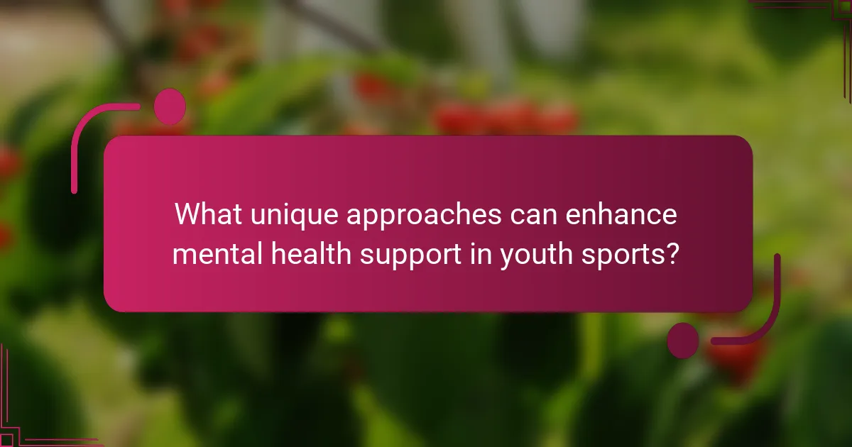 What unique approaches can enhance mental health support in youth sports?