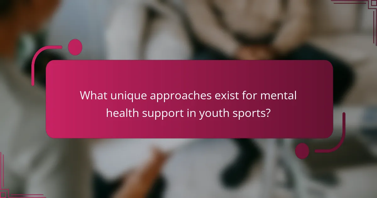 What unique approaches exist for mental health support in youth sports?
