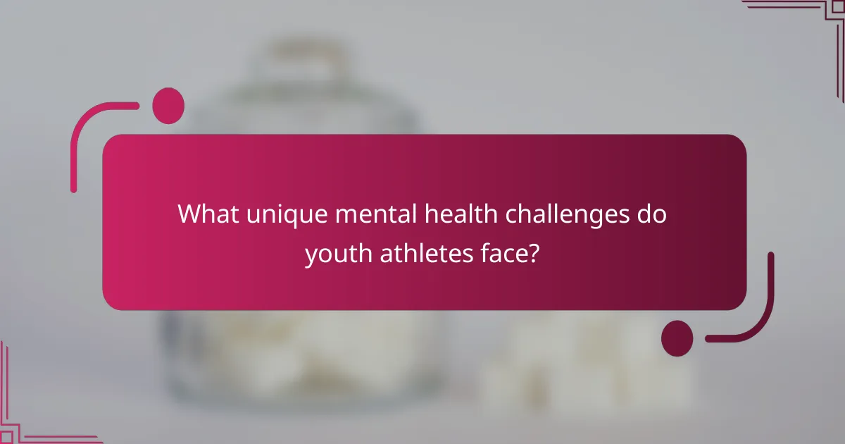 What unique mental health challenges do youth athletes face?